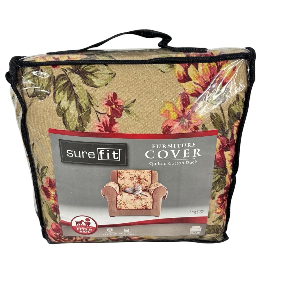Sure Fit Furniture Cover Quilted Lexington Rose Floral Chair Pet Friendly 32x43”